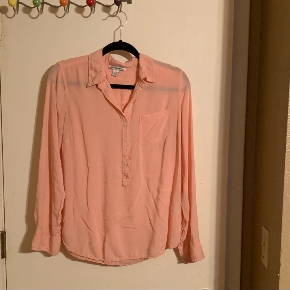 Peach rayon long sleeved blouse